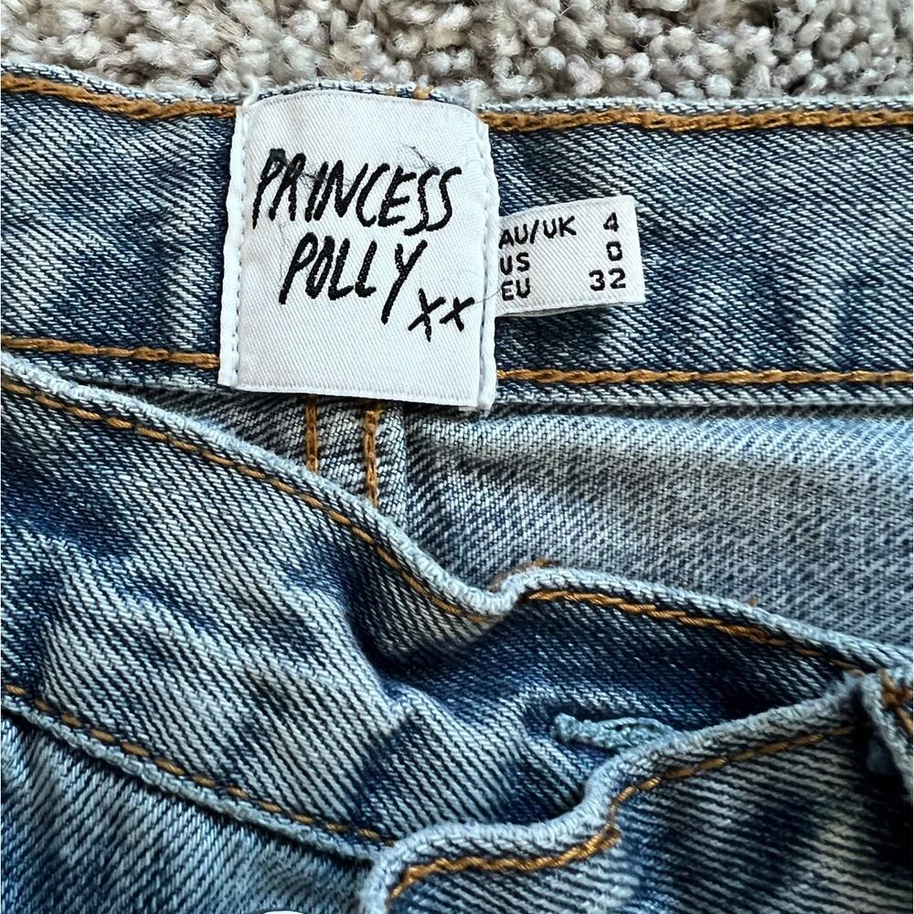 Princess Polly Asymmetrical‎ button front straight leg jeans light wash - Picture 11 of 15